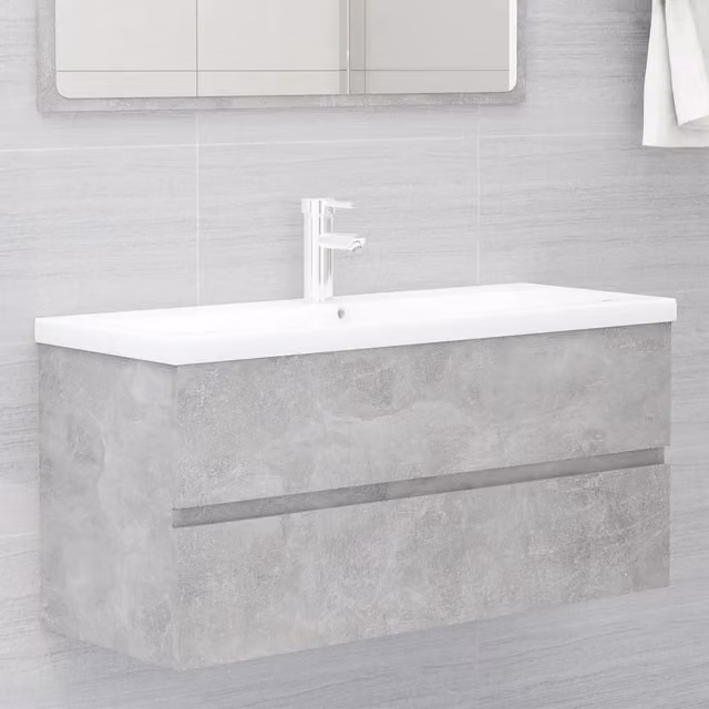 Mobile con Lavabo Integrat-Armadietto da Cucina-Lavandinoo Grigio Cemento in Legno Multistrato 619128