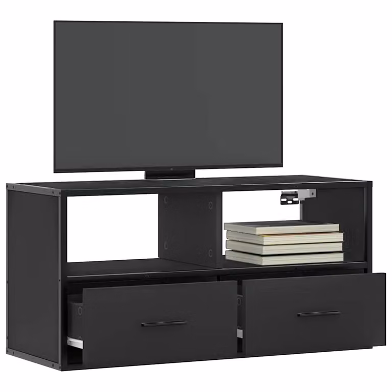 Mobile TV vidaXL Nero in Metallo e Legno con Stile Industrial L 80 x P 31 x H 39,5 cm