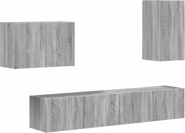 Set di Mobiletto da TV a Parete 4 pz | Armadietto TV | Mobile Porta TV Grigio Sonoma