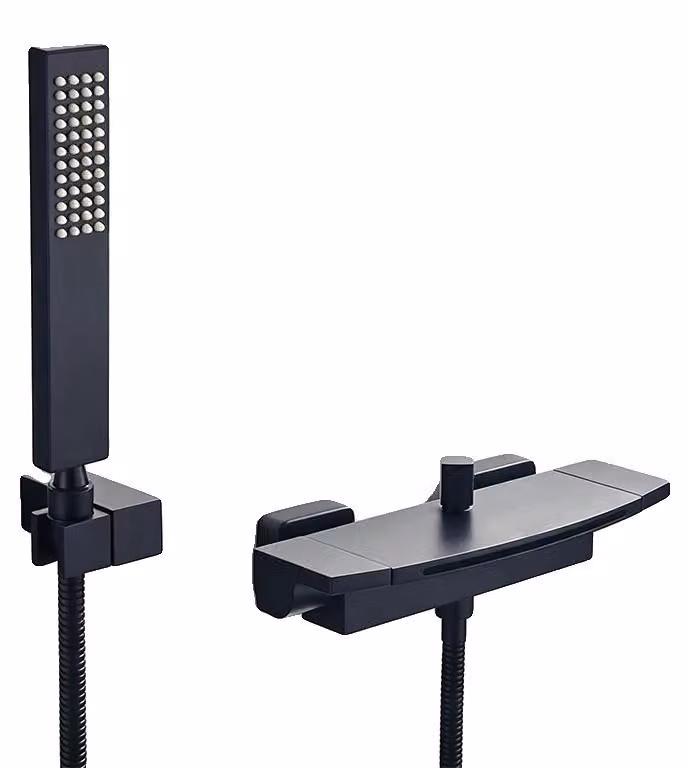 Set di miscelatore per vasca e doccia, design moderno, funzionalità versatile, colore nero