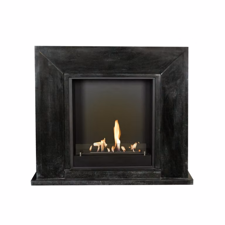 Caminetto a etanolo Xaralyn - Nero BIU-SBP - pietra naturale nera levigata - riscaldamento a 3 kW - caminetto da incasso incluso - caminetto decorativo