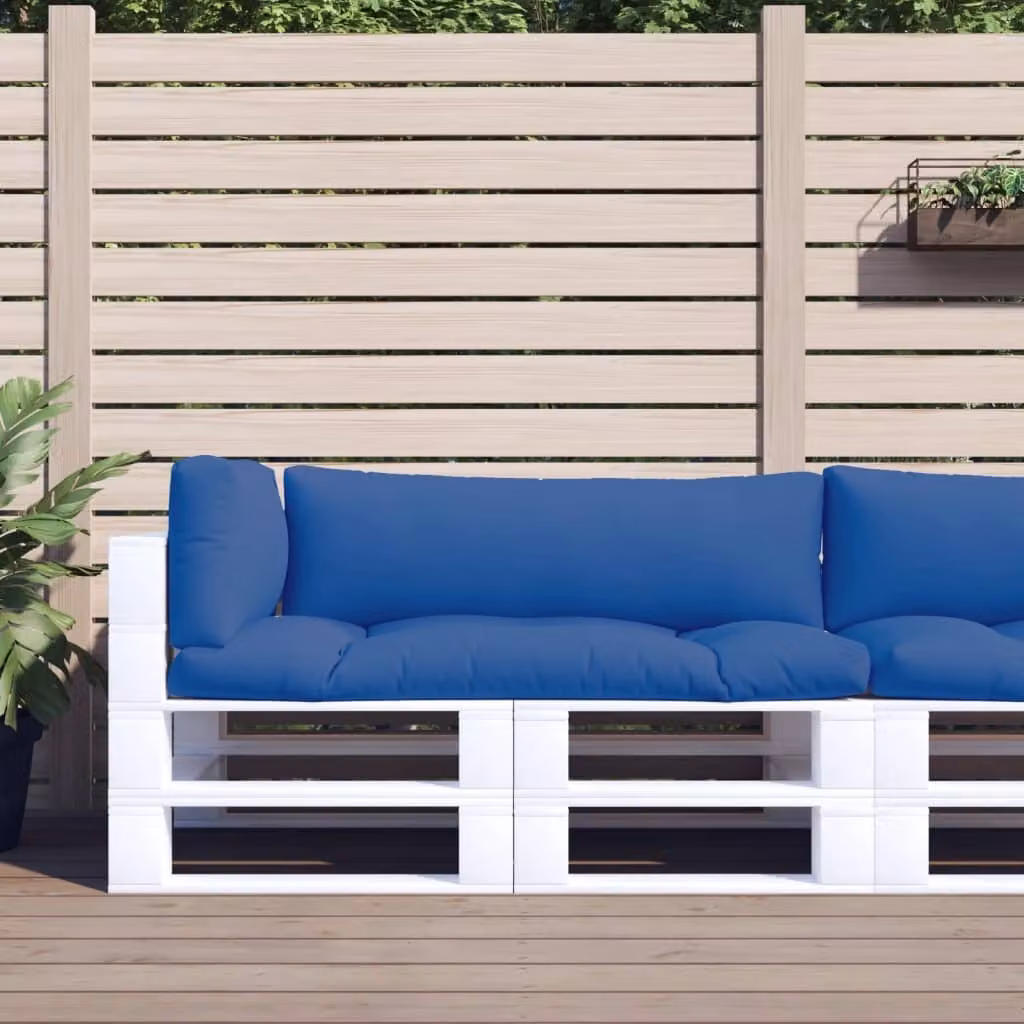 Set di 3 cuscini per pallet vidaXL in poliestere blu, idrorepellenti e resistenti ai raggi UV