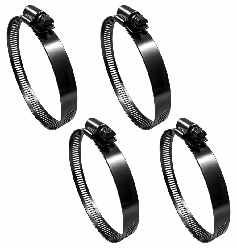 Set di 4 fascette stringitubo, da 105 a 127 mm, in acciaio inossidabile 304, colore nero