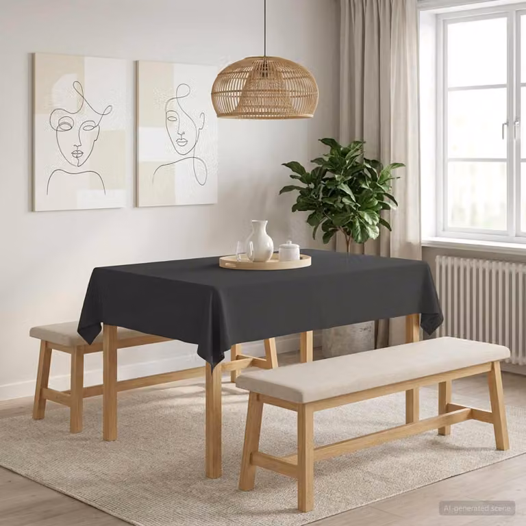 Set di 5 tovaglie rettangolari vidaXL in poliestere idrorepellenti e antimacchia, colore grigio antracite, L 110 cm x P 140 cm