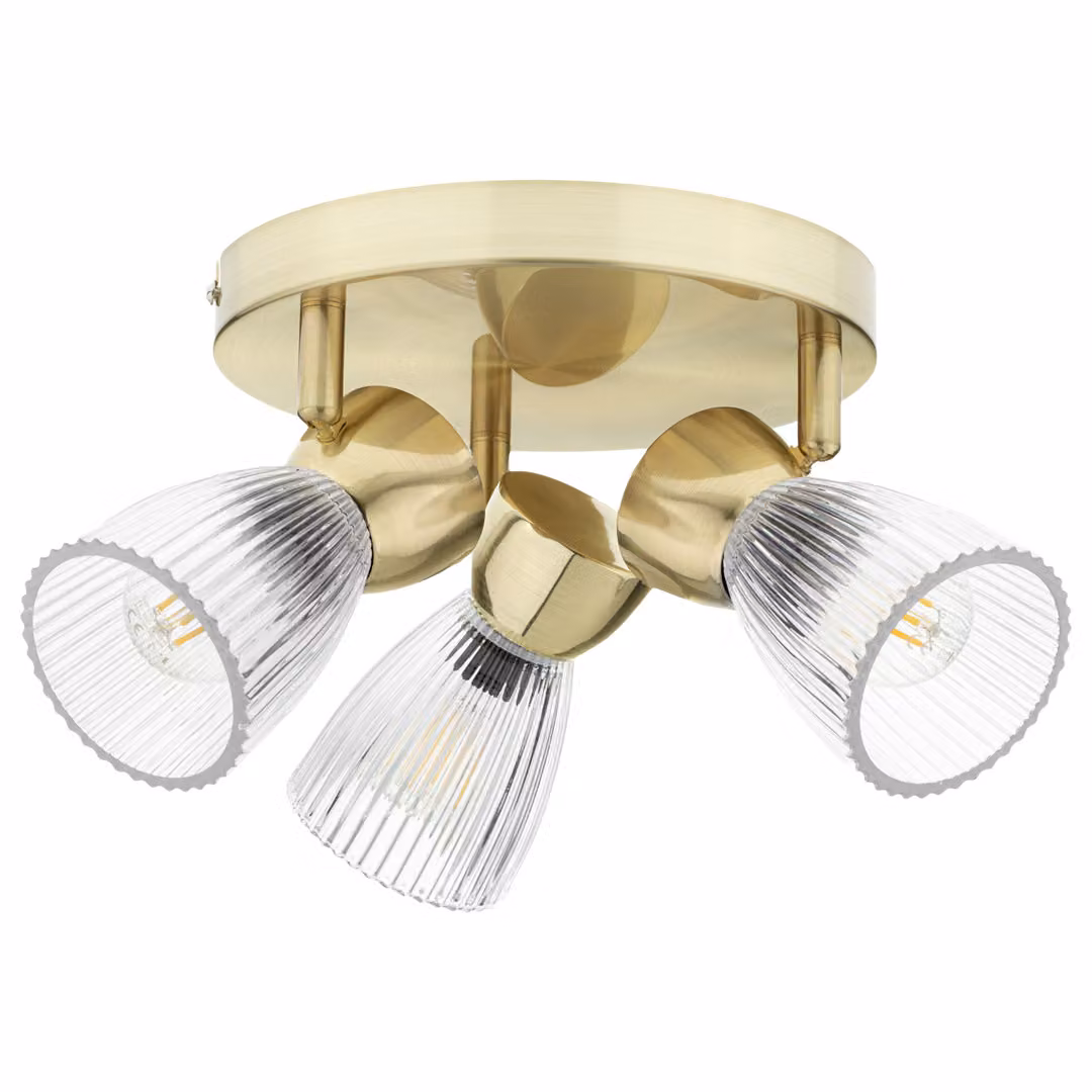 Lampada da soffitto dorata tre paralumi in vetro headliner rotondo Best 3xE14 40W Milagro