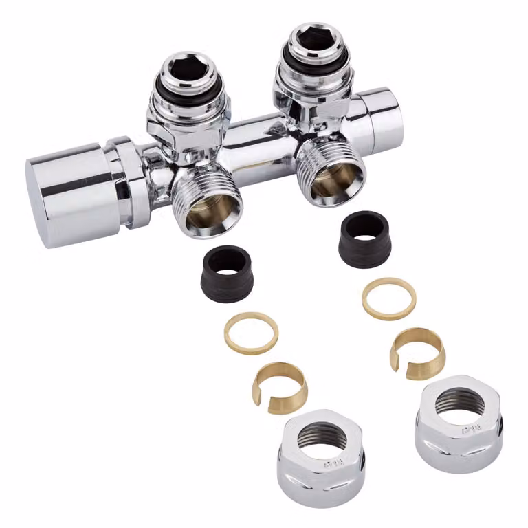 Valvole a Squadra Multiblock H per Radiatori con Adattatori Ø16mm Rame