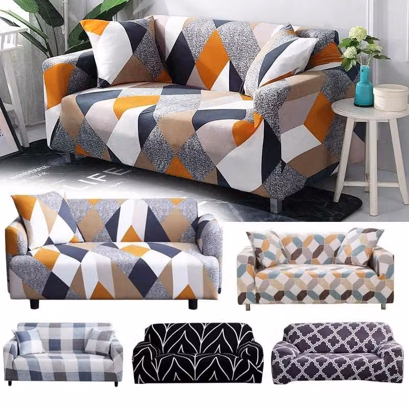 Copertura elastica per divano - Motivo geometrico - Per un posto - 90-140 cm