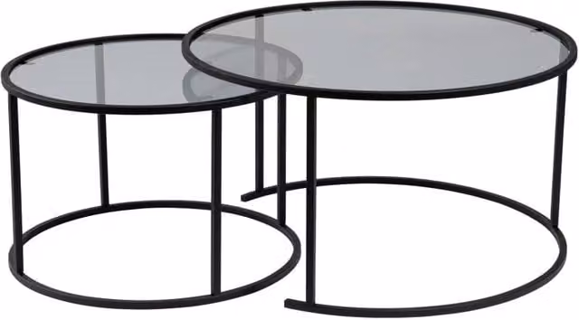 Set di 2 tavolini in metallo "Aurum" - 80 x 80 x 43 cm - Nero Grigio