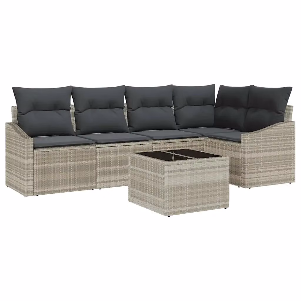 Set Divano da Giardino vidaXL 6 pz in Polyrattan Grigio con Cuscini e Tavolino – 2