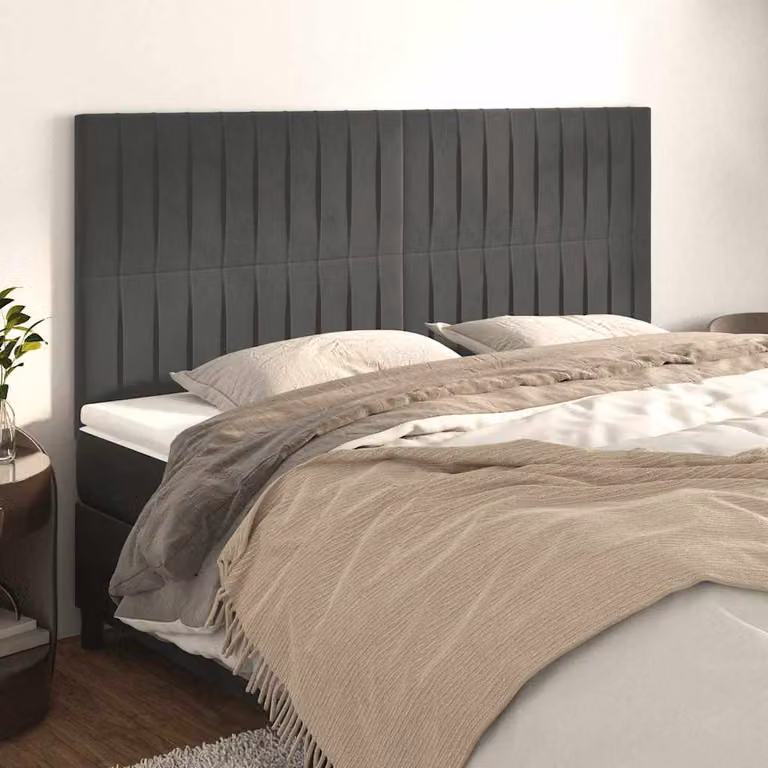 Testiera per letto vidaXL in velluto grigio scuro, L: 160 cm, P: 5 cm, H: 118/128 cm