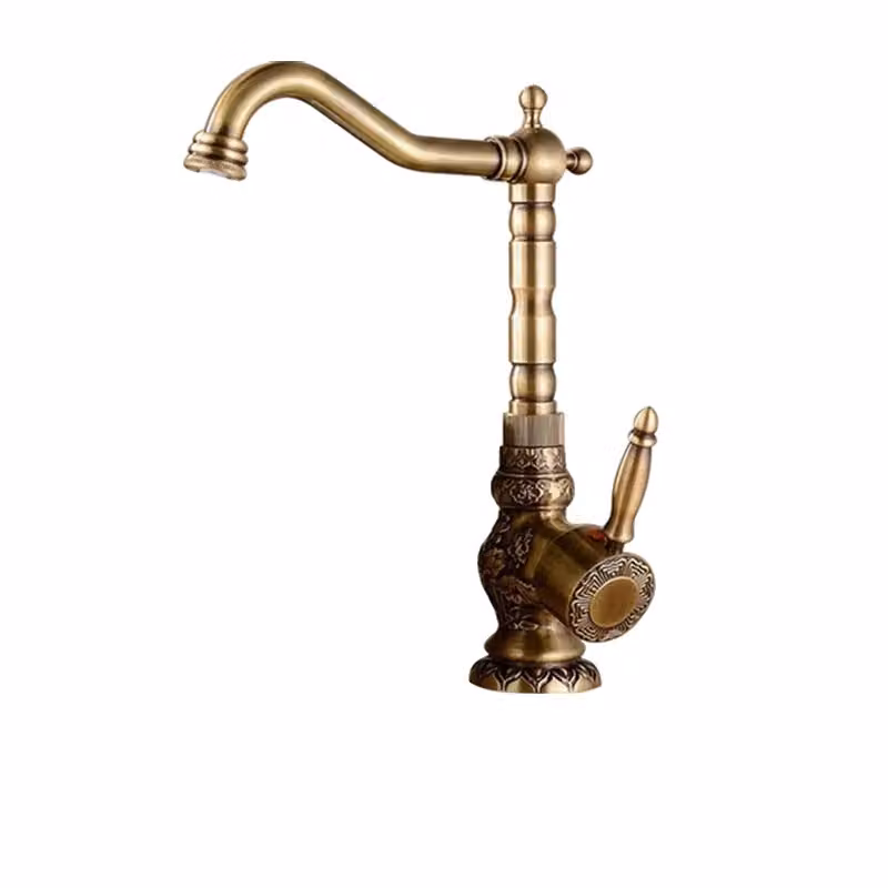 Miscelatore per lavabo, finitura anticata, design monocomando, ottone anticato C grande