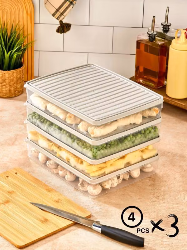 Hermia Concept, VÝTABOX 12'LÝ-KREM 2,8LT, set di contenitori (12 pezzi), color crema, 100% PLASTICA, 27,5 x 5 x 22,5 cm
