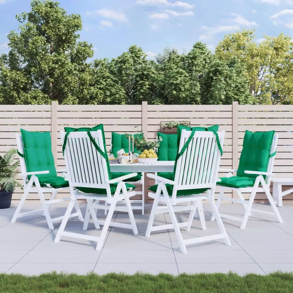 Set di 6 cuscini per sedia con schienale alto vidaXL in tessuto Oxford verde, traspiranti e idrorepellenti