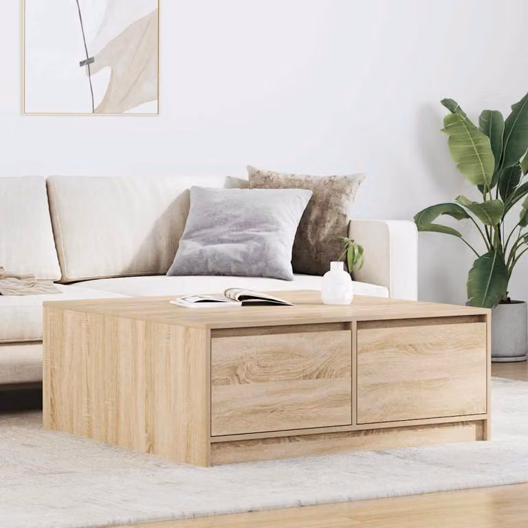 vidaXL Tavolino da Salotto Moderno con Cassetti in Rovere Sonoma, L 100 x P 100 x H 40 cm