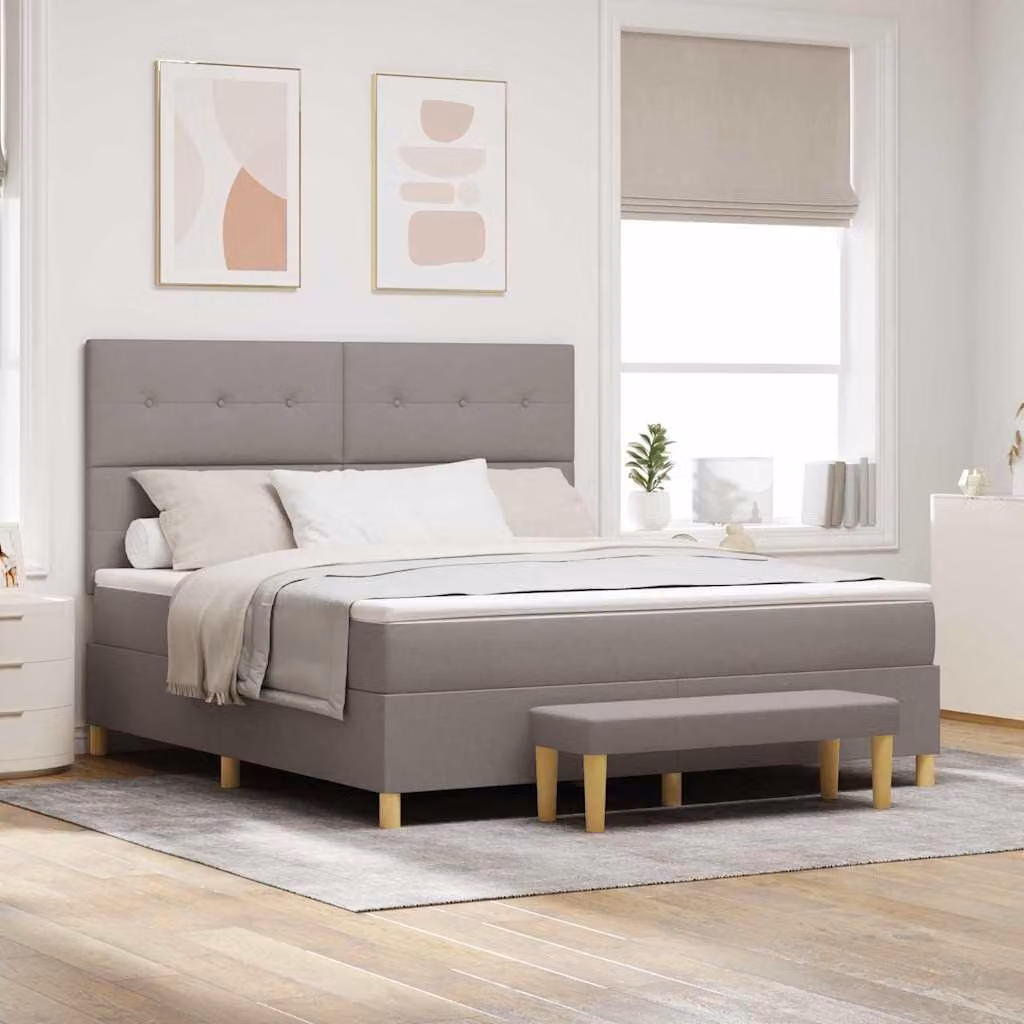 Maison Exclusive - Letto boxspring con testiera color taupe 200 x 180 cm in tessuto
