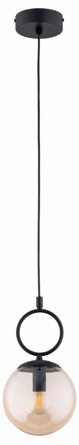 Lampada a sospensione a sfera color ambra SITRO nera 1xE14x10W in metallo, dimensioni: 80x15x15 cm, IP20, Alfa