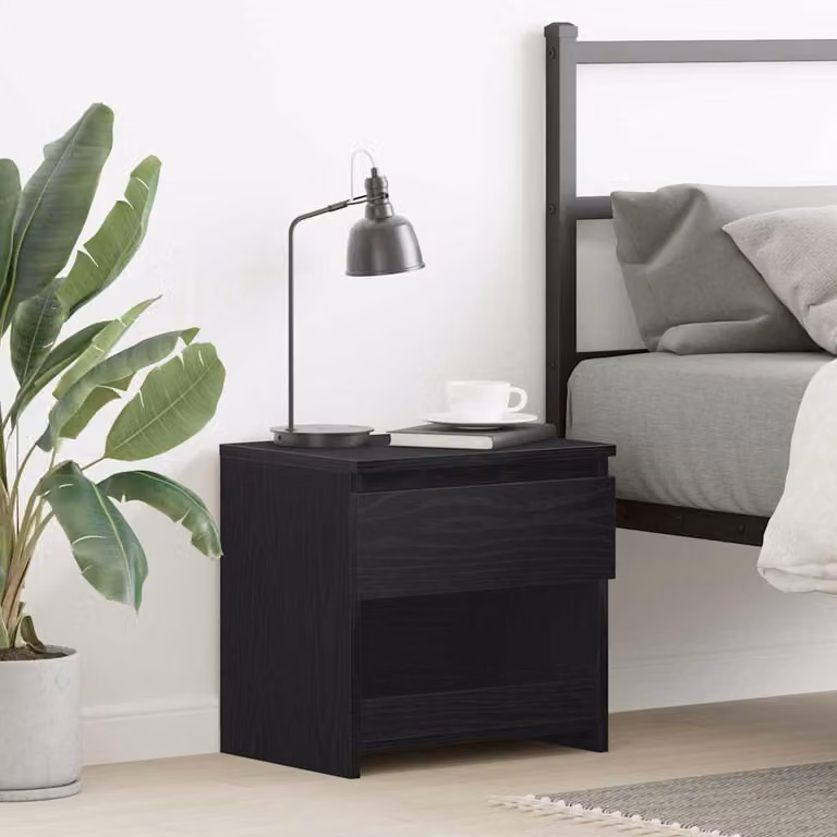 vidaXL Armadio da Notte in MDF Stile Rustico Nero e Marrone L 40 cm x P 30 cm x H 39 cm