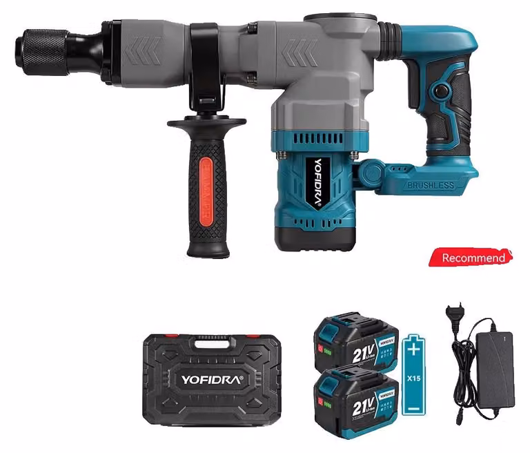 Martello elettrico, motore brushless, alta frequenza di impatto, set di batterie da 4,5Ah