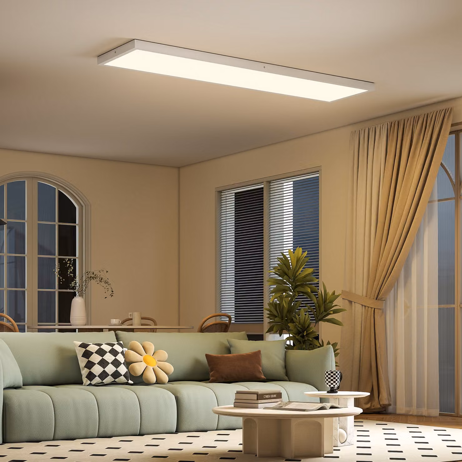 Set da 4 Lampade LED HOMCOM per Soffitto e Parete, Colore Regolabile CCT, Bianco, L 120 x P 30 x H 3,7 cm – 2