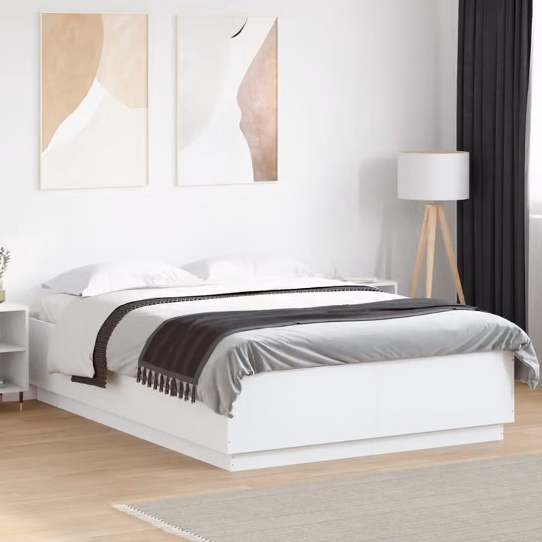vidaXL Giroletto Bianco in Legno Multistrato con Doghe Fisse L/P: 150 x 200 cm