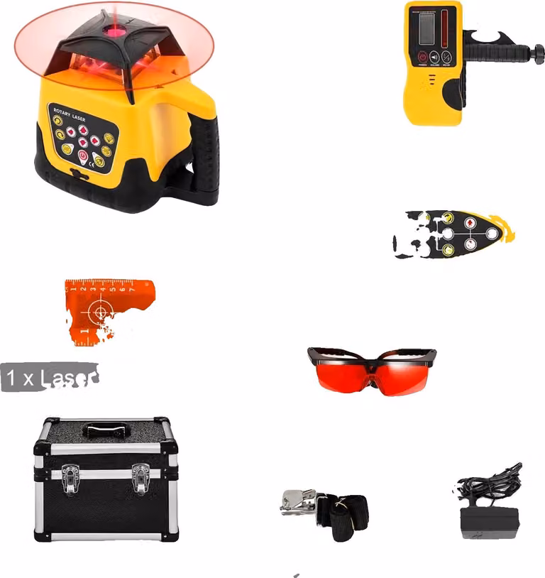 Livella laser rotante, con funzione di autolivellamento, ampio raggio di misurazione, raggio laser rosso, alimentazione 220-240V, spina europea