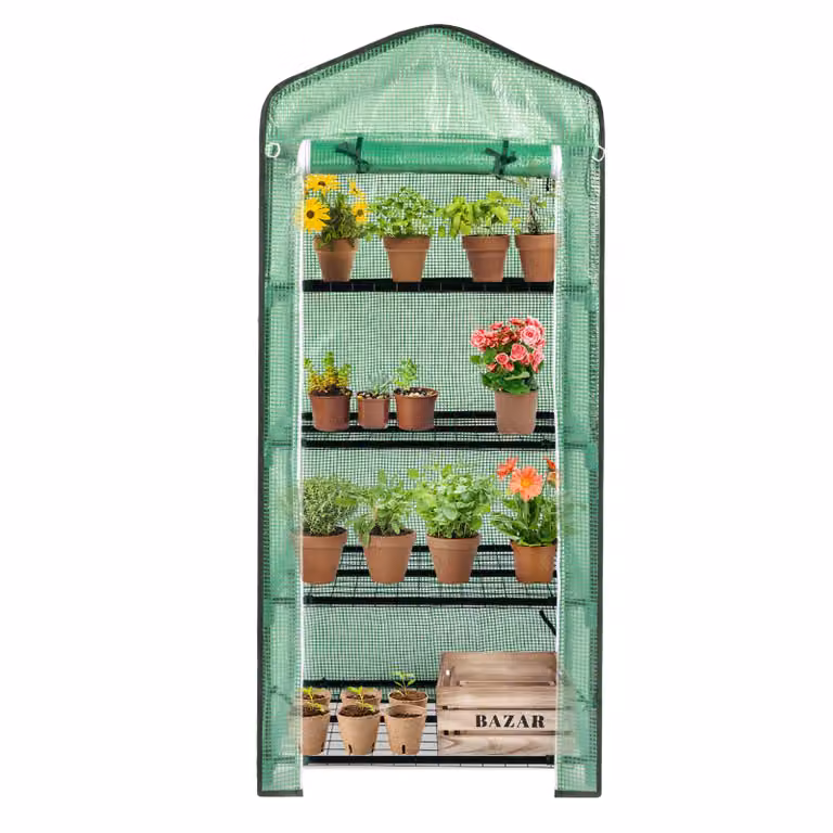 Serra da giardino ALIGHTUP, con telo in polietilene a rete, dimensioni 69 x 49 x 158 cm, con 4 ripiani, colore verde