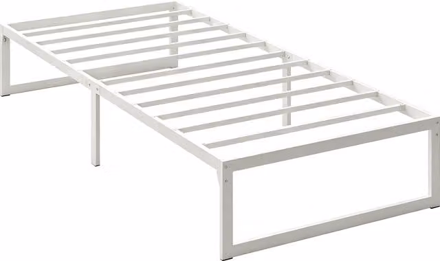 HOMCOM Telaio Letto con Spazio di Stoccaggio e Rete a Doghe in Acciaio, Bianco, L: 200,5 cm, P: 90,6 cm, H: 32,5 cm