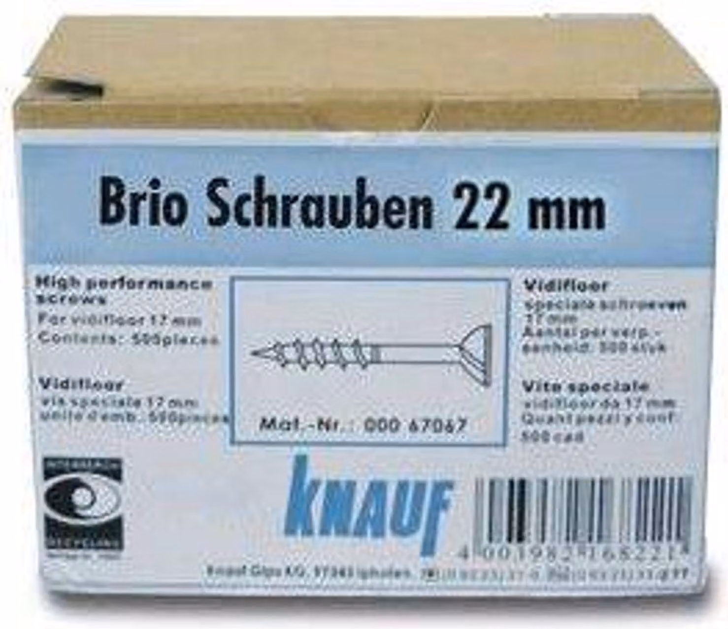 Viti Knauf Brio 22 mm, 500 pezzi/confezione
