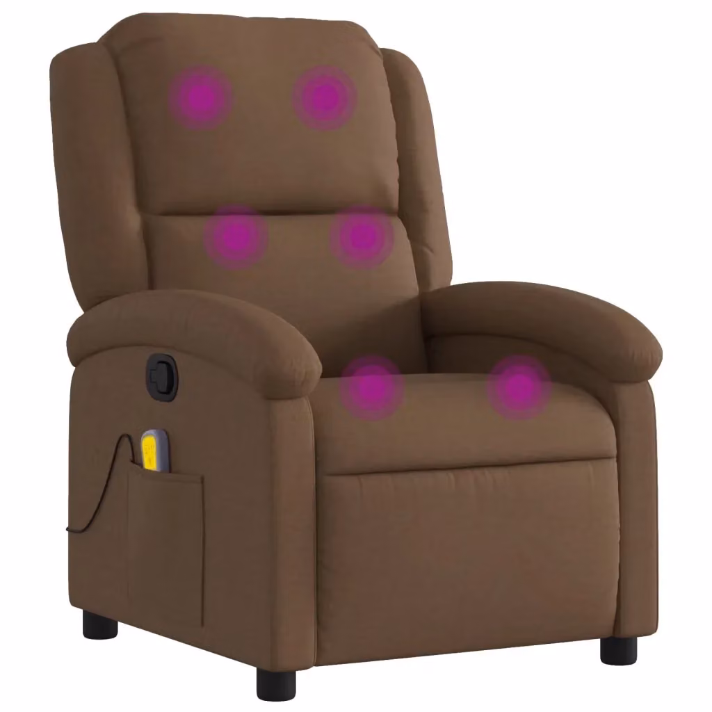 Poltrona Reclinabile Relax vidaXL in Tessuto Marrone con Braccioli e Regolazione Manuale – 2