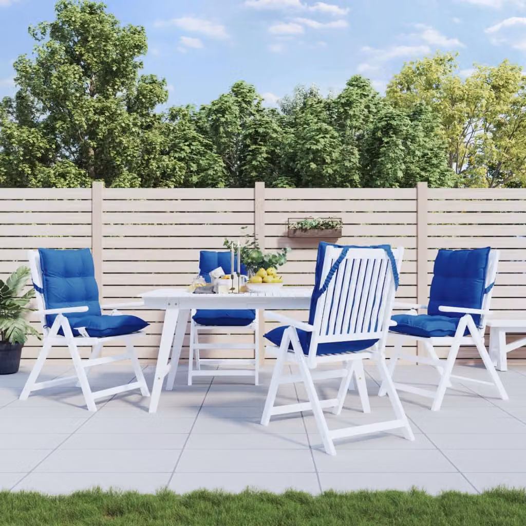 Set di 4 cuscini per sedia con schienale basso vidaXL in tessuto Oxford blu, impermeabili e traspiranti