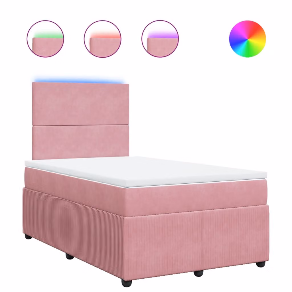 Giroletto a Molle con Materasso Rosa 120x200 cm in Velluto