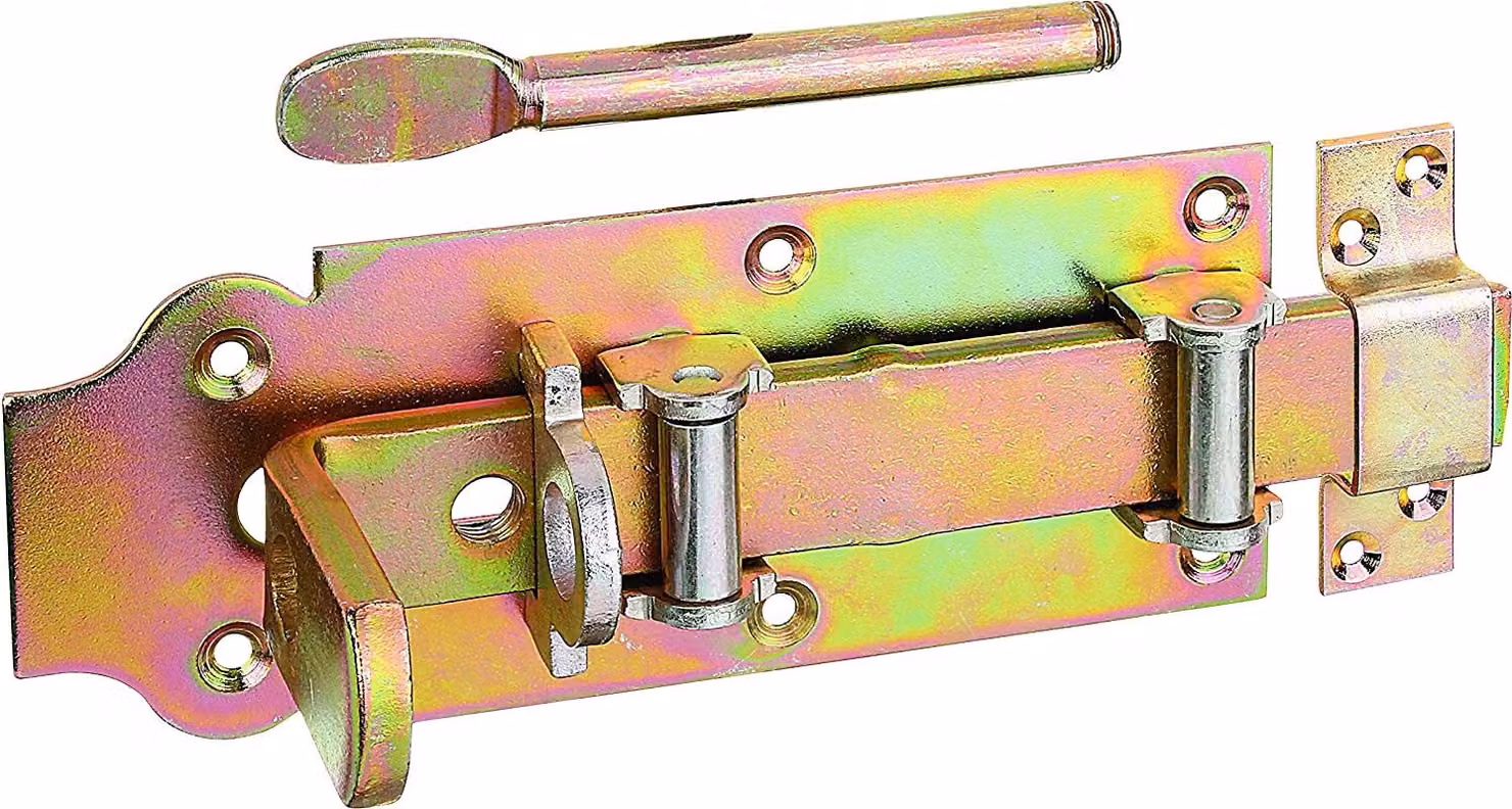 Alberts 118815 Catenaccio per porta stabile, diritto, con maniglia piatta e anello fisso, zincato, passivato a film spesso, piastra 200 x 80 mm