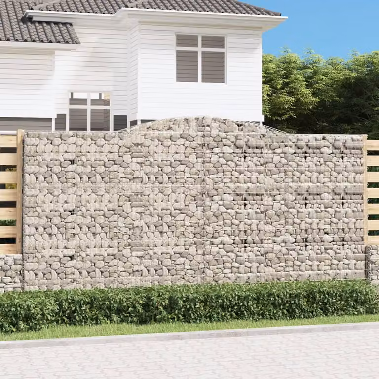 Cesto Gabbione ad Arco vidaXL in Acciaio Zincato Grigio L: 400 cm, P: 50 cm, H: 200-220 cm