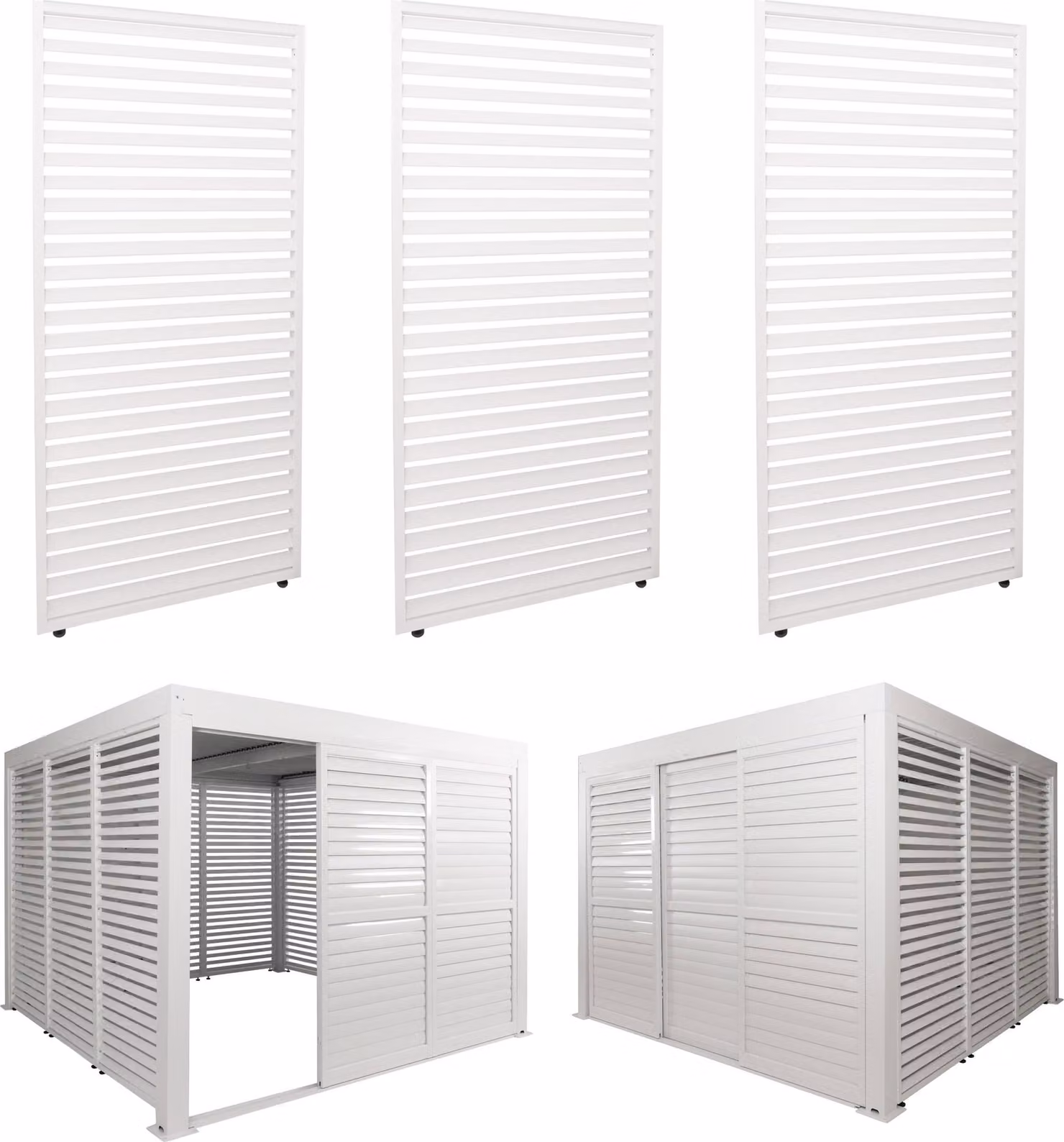 set di 3 pannelli in alluminio per pergola HWC-L46, copertura di terrazze, modulo a doghe, 204x271cm ~ bianco