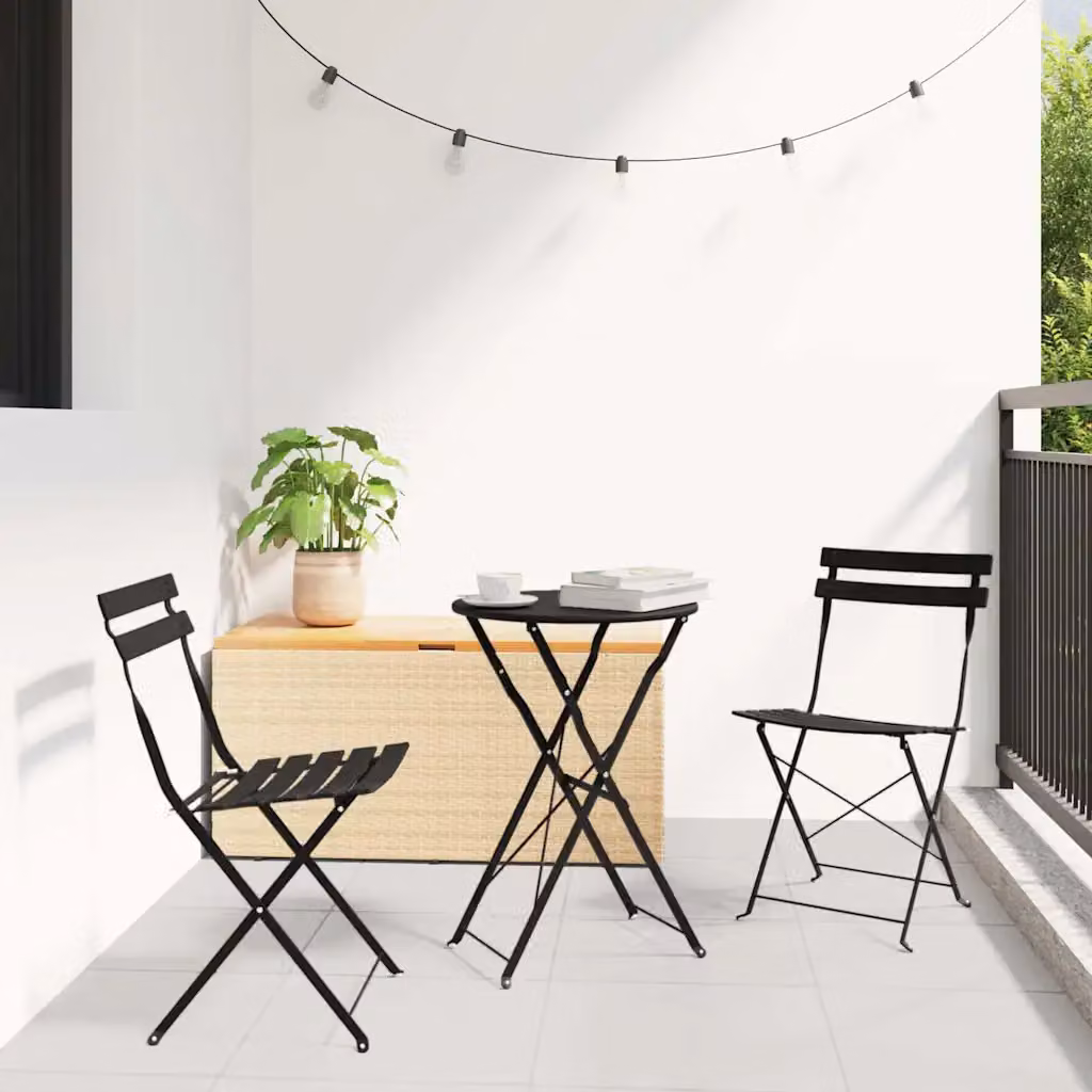 Set Bistro Pieghevole vidaXL 3 Pezzi in Acciaio Antracite per Giardino e Terrazzo