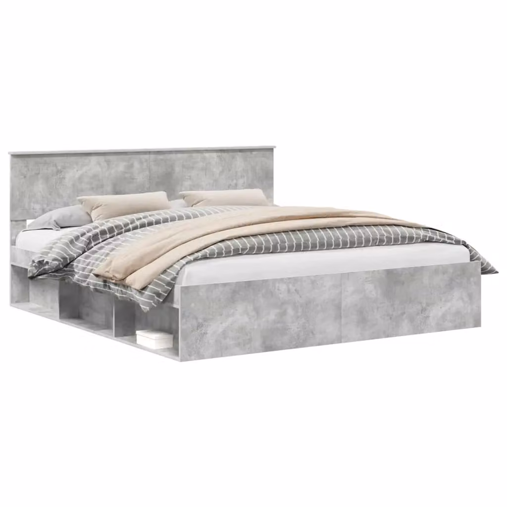 Struttura del letto vidaXL in pino massello color grigio con effetto calcestruzzo L/P/H: 180 x 200 x 90 cm – 2