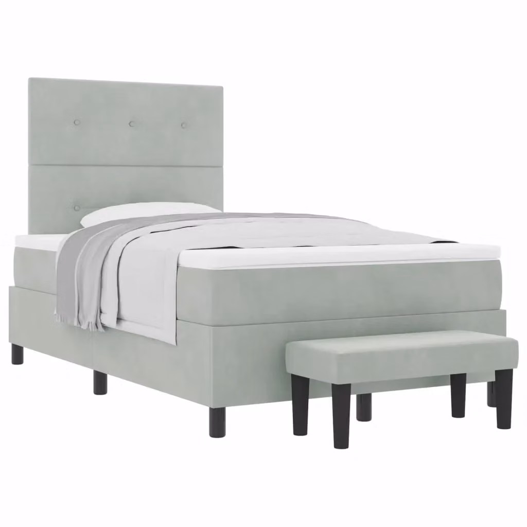 Letto a molle con testiera vidaXL in velluto grigio, L: 120 cm, P: 200 cm, H: 128 cm – 2