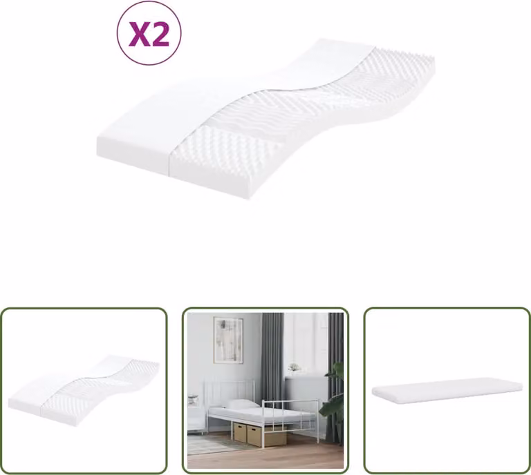 The Living Store Materassi in schiuma 2 pezzi 90x200 cm a 7 zone livello di rigidità 20 ILD