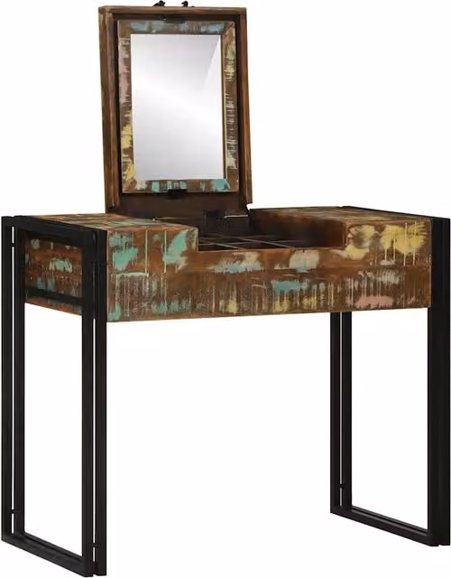 Toeletta in legno massello di recupero stile industrial multicolore L: 75 cm, P: 50 cm, H: 90 cm – 1