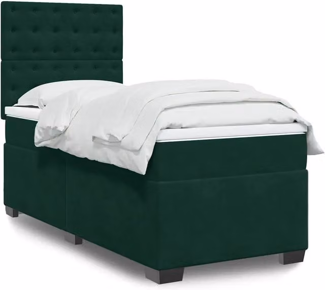 Giroletto a Molle con Materasso Verde Scuro 90x200 cm Velluto 3290825