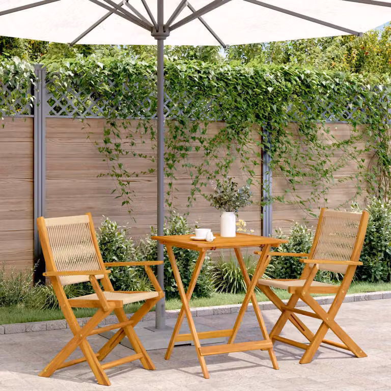 Maison Exclusive - Set da bistrot 3 pezzi in polipropilene beige e legno massello