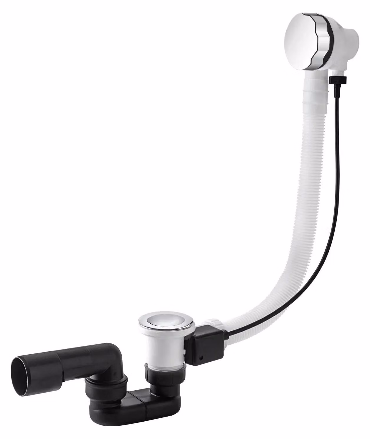 Troppo pieno per vasca da bagno con scarico automatico, modello CLASSIC I, 100 cm, finitura cromata