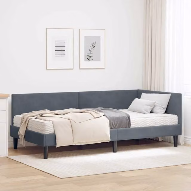 Struttura Letto Angolare con Materasso 2 pz-Giroletto con materasso Grigio Velluto 614821