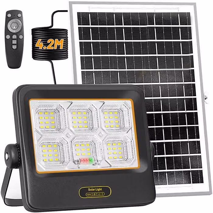 Lampada da esterno a energia solare - 3400 lumen - Grado di protezione IP67 (resistente all'acqua) - Con telecomando