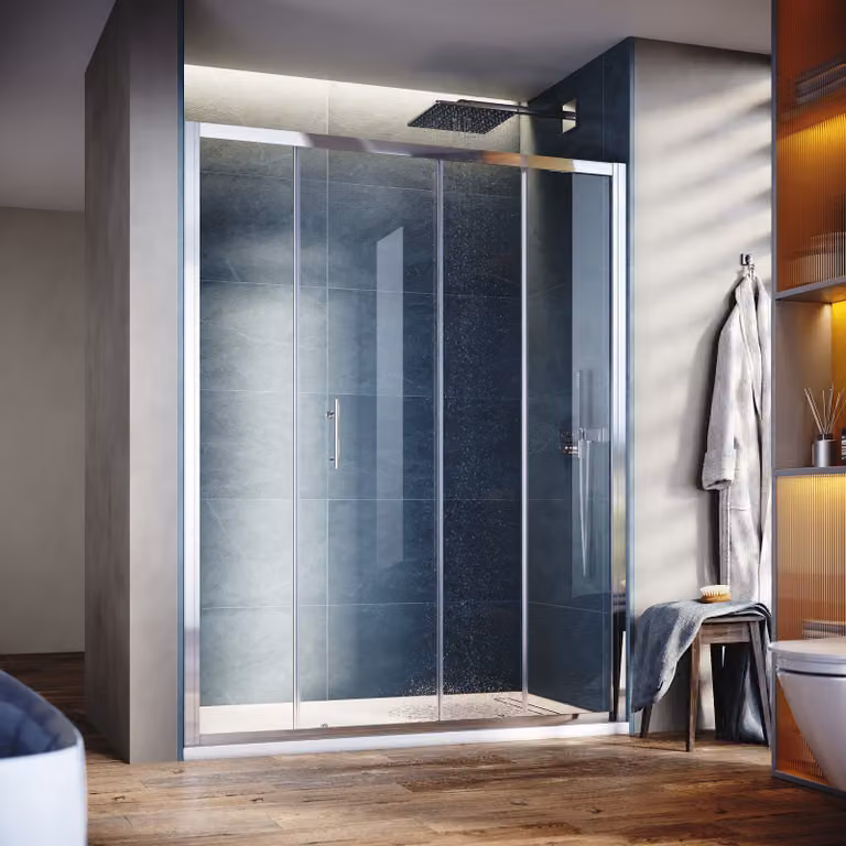 Porta scorrevole per doccia 150cm x 185 cm Box doccia in vetro ESG Porte scorrevoli per doccia Parete doccia Porta per nicchia Doccia Porta per doccia Vetro temperato di sicurezza Altezza: 185cm