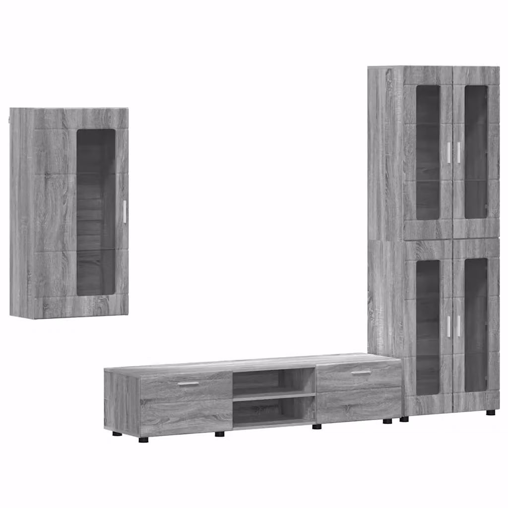 Set mobile TV moderno vidaXL FLORIN in 3 pezzi Grigio, L: 150 cm, P: 39 cm, H: 30 cm – 2