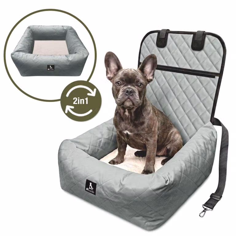 BLUZELLE, coprisedile per auto per cani, 2-in-1: cuccia e trasportino per cani di piccola e media taglia, fodera lavabile e removibile, impermeabile, imbottito, colore grigio