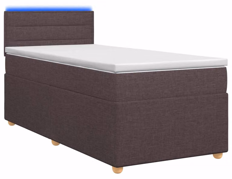 Letto a molle con materasso marrone scuro 90 x 200 cm in tessuto
