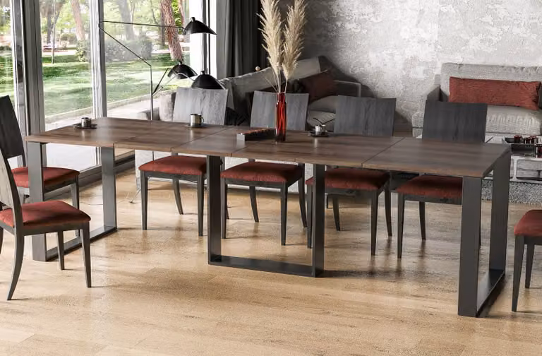 Endo-Möbel tavolo da pranzo allungabile Borys 130cm - 290cm tavolo da pranzo in metallo con base a slitta (rovere monastero)