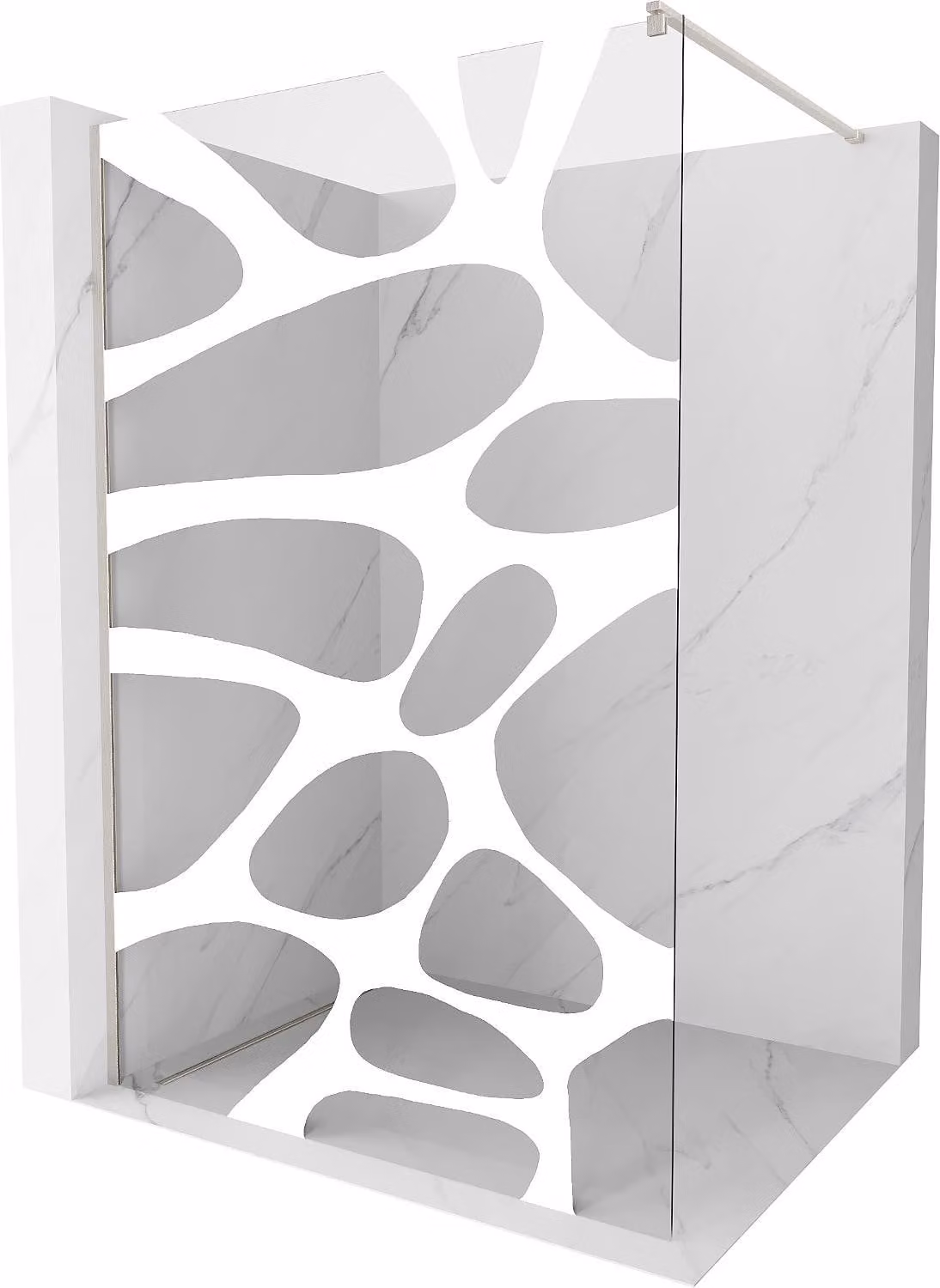 Mexen Kioto parete doccia Walk-in 120 x 200 cm, onda bianca 8 mm, nichel spazzolato - 800-120-101-97-97